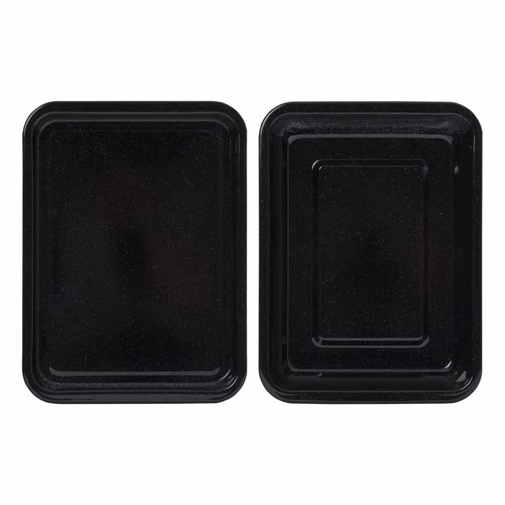 Betterware Classic Enamel PFAS-Free Black Tray and Roaster Set, Diameter: 31 cm – 3