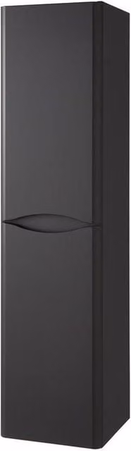 Clifton Matt Graphite Wall Hung 2 Door Tall Bathroom Storage Unit in Dark Grey, W: 35 cm, D: 33 cm, H: 140 cm