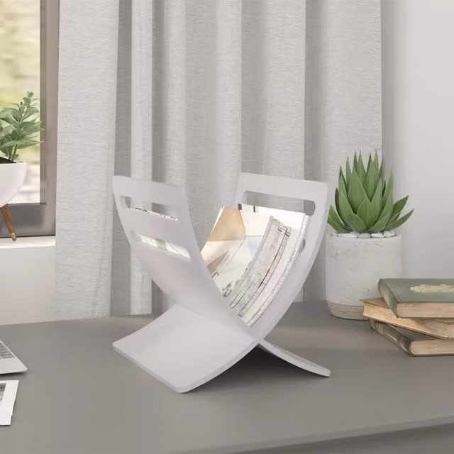 Berkfield Home Modern White Wooden Freestanding Magazine Rack