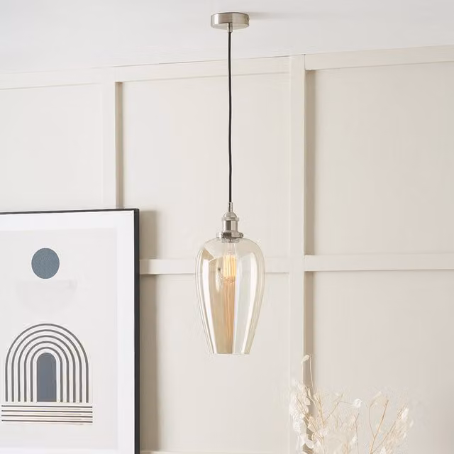 Pacific Lifestyle Classic Glass and Metal Suspended Pendant Light in Transparent