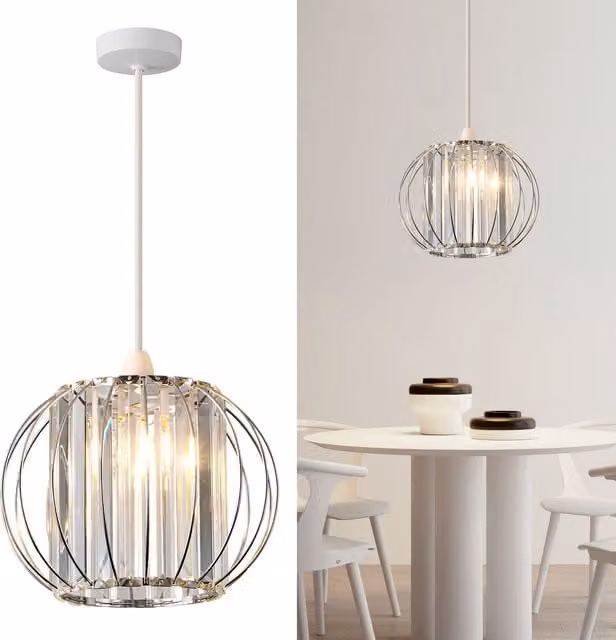 Harper Living Modern Easy Fit Pendant Shade in Chrome Silver, Diameter: 27 cm