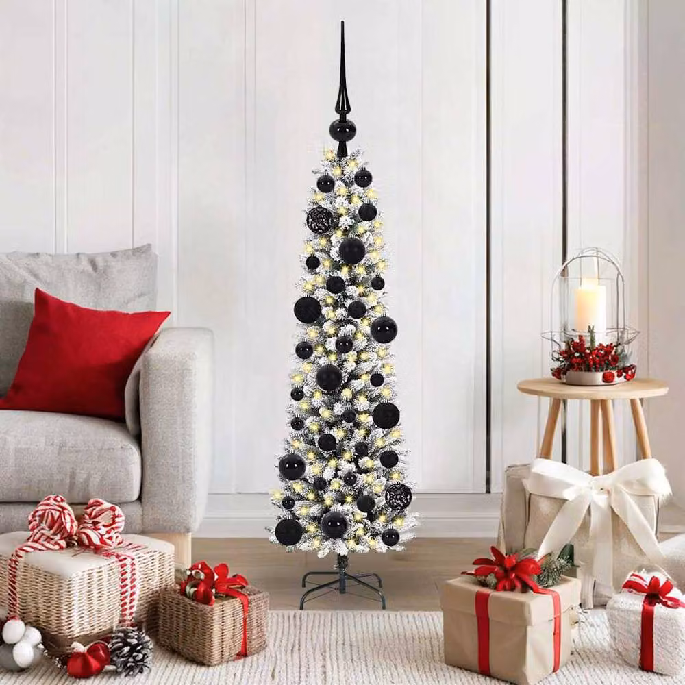 Berkfield Home Artificial Christmas Tree with 150 LEDs in Green and White, H 120 cm x W 48 cm x D 48 cm – 2