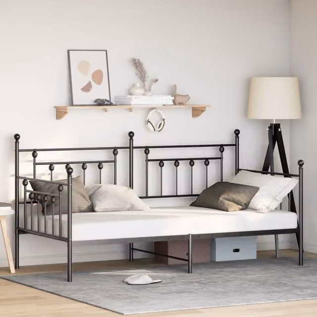 Berkfield Home Modern Metal Daybed Frame in Black, W: 107 cm x L: 203 cm – 1