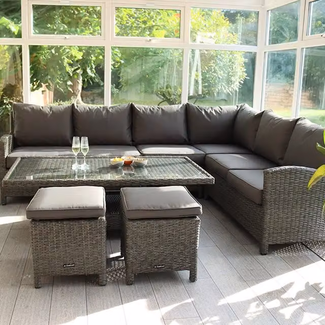 Royalcraft Paris 7pc Deluxe Modular Corner Dining Set in Grey – 6