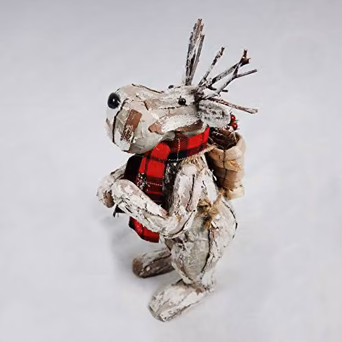 Shatchi Silver and White Reindeer Christmas Tabletop Centrepiece, Height: 34 cm – 2
