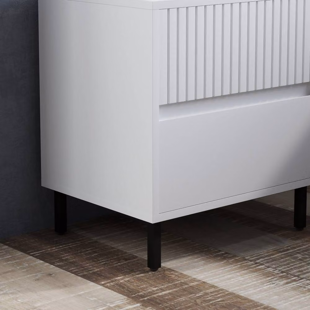Wyld Haus Cove White 2 Drawer Bedside Table with Indented Line Detail – 6