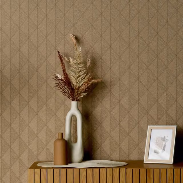 Erismann Abstract Geometric Modern Pre-pasted Vinyl Wallpaper Roll in Yellow and Brown