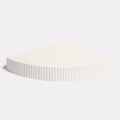OHS Modern Ribbed Wooden Corner Shelf, Wall Mounted Storage Organiser in Cream – 2