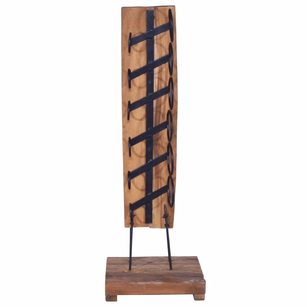 Berkfield Home Retro Solid Teak Wood Wine Rack for 6 Bottles, Brown, W/D/H: 35 x 35 x 100 cm – 2