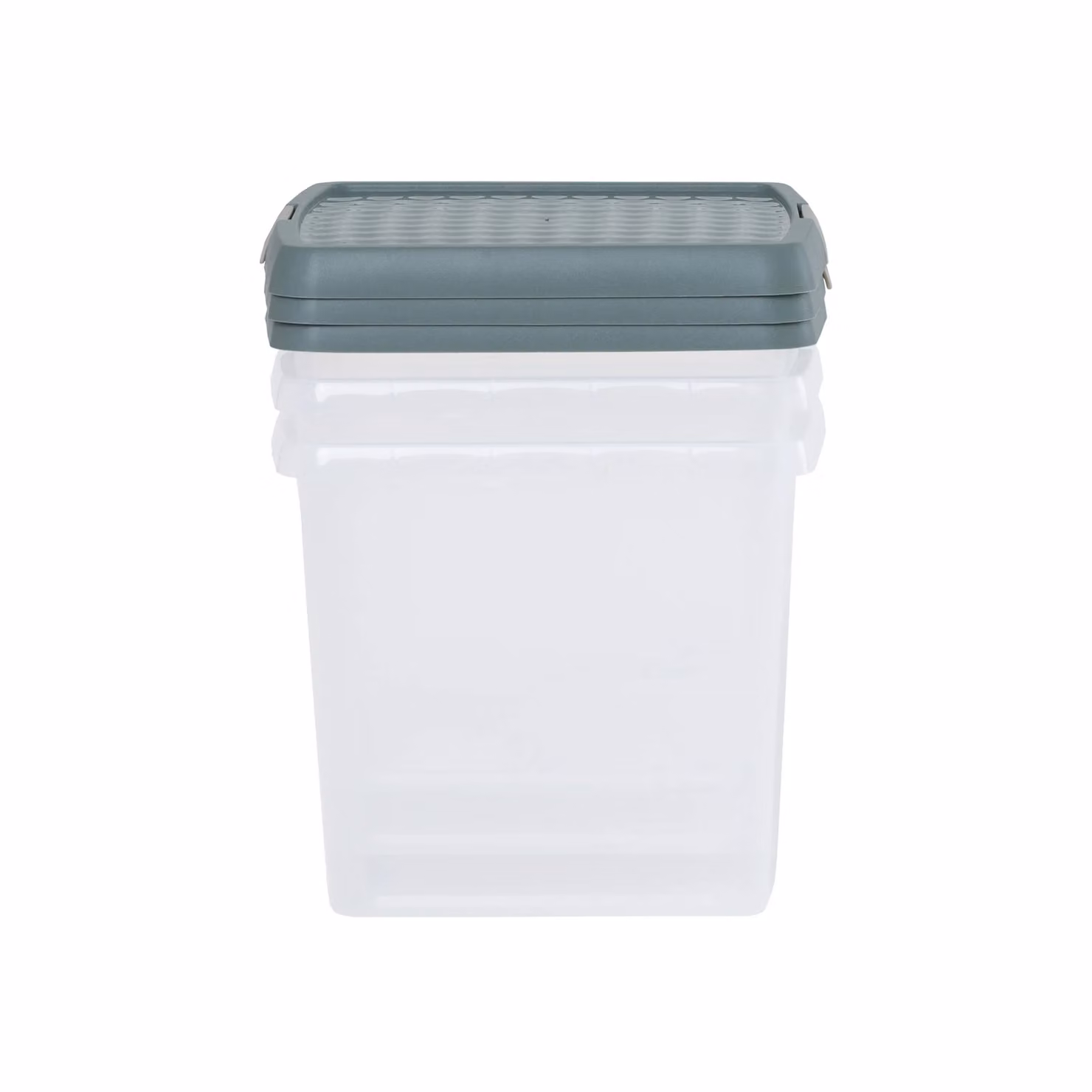 Wham Set of 3 Stackable 14L Square Plastic Storage Boxes with Clip Lock Lids in Green and Transparent – 2