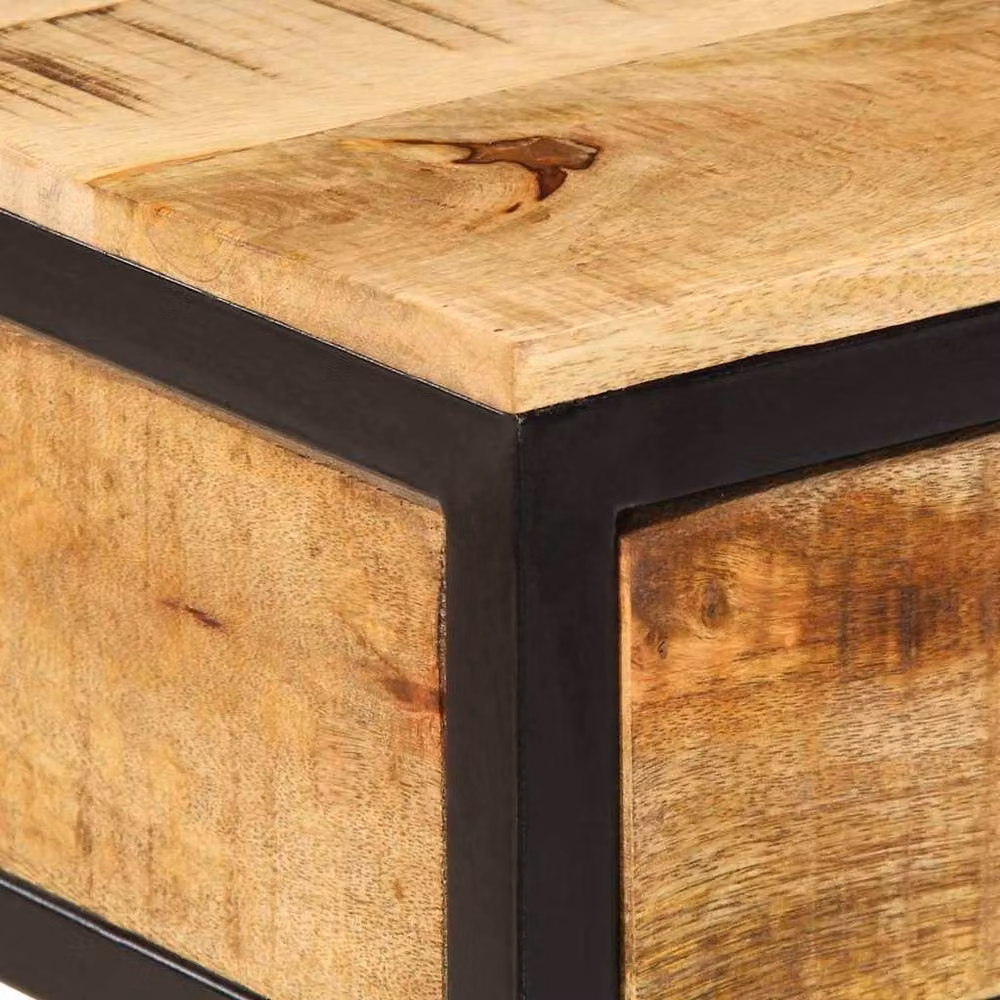 Berkfield Home Modern Bedside Cabinet in Brown Solid Rough Mango Wood, W/D/H: 40 x 35 x 50 cm – 4
