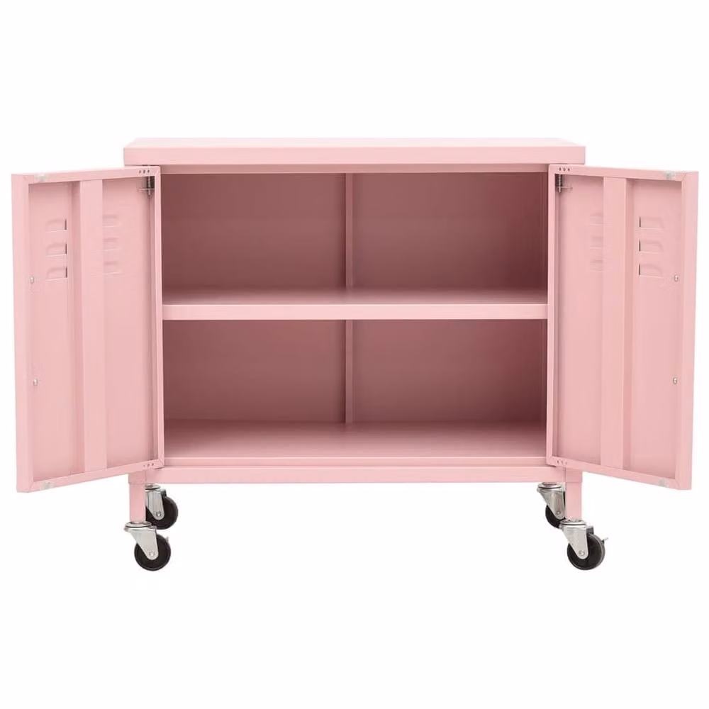 Berkfield Home Pink Metal Freestanding Storage Cabinet with Hinged Doors and Internal Shelves, W/D/H: 60 x 35 x 56 cm – 2