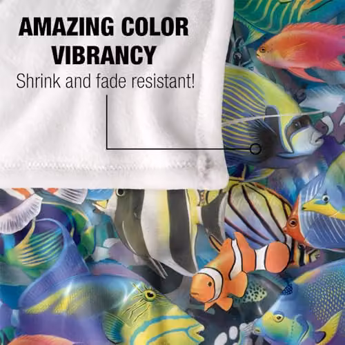 JQ Licensing Royce Mcclure Tropical Fish Jam Pattern Super Soft Polyester Fleece Throw Blanket, Multicolour, W/D/H: 91 x 147 cm – 4