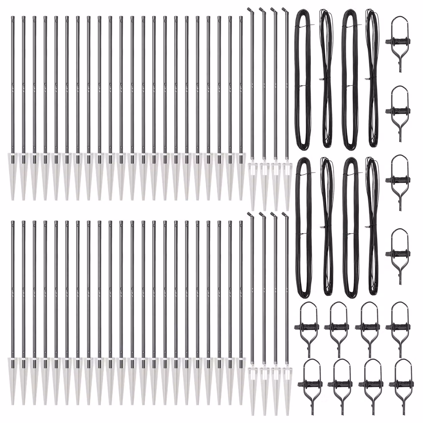 Berkfield Home 52-piece Set of Grey Galvanised Steel Round Fence Posts with Spike, Height: 170 cm, Diameter: 32 mm – 2