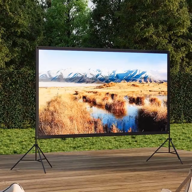 Livingandhome Portable Floor-Standing Projector Screen, Black, Width: 223 cm