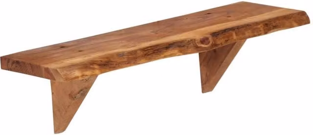 Berkfield Home Set of 2 Wall Mounted Rustic Acacia Wood Shelves in Brown, W/D/H: 60 x 20 x 18 cm