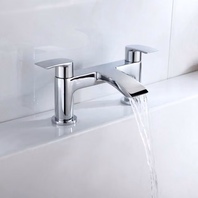 Nes Home Modern Waterfall Design Bath Filler Tap in Chrome Silver with Swivel Spout