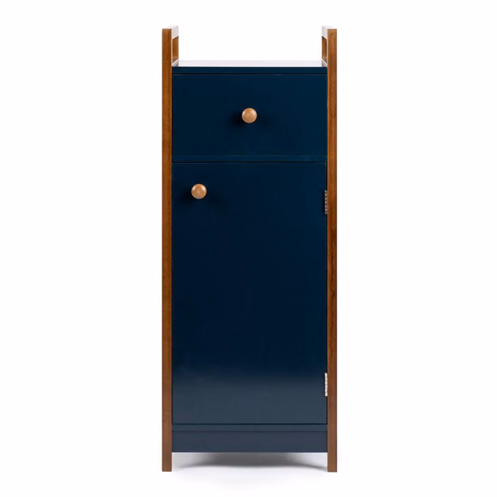 Scottish Everlastings Ltd Small Navy Blue Freestanding Bamboo Bathroom Unit with Hinged Doors and Internal Shelves – 2