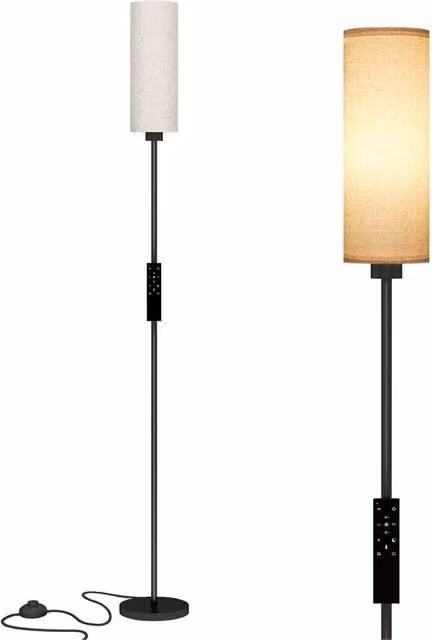 SPETLEK Modern LED Floor Lamp in Black with 3-Colour Dimmable Lighting and Magnetic Remote Control, H 155 cm x W 18 cm x D 18 cm