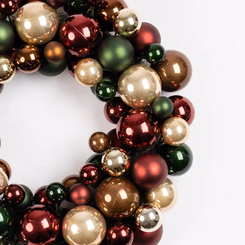 Scottish Everlastings Ltd Green and Bronze Christmas Bauble Wreath, Diameter: 41 cm – 3