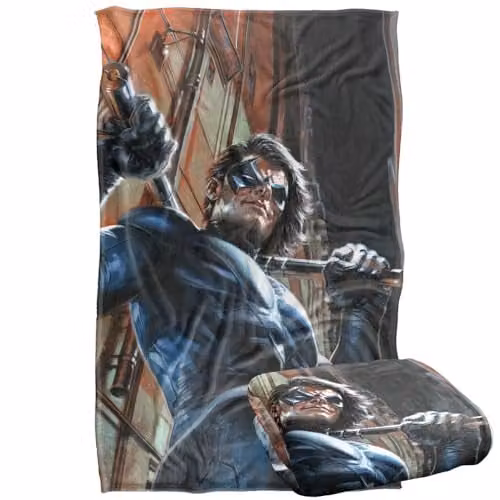 Warner Bros. Batman Nightwing City Super Soft Fleece Throw Blanket, Multicolour, W: 91.44 cm x D: 147 cm