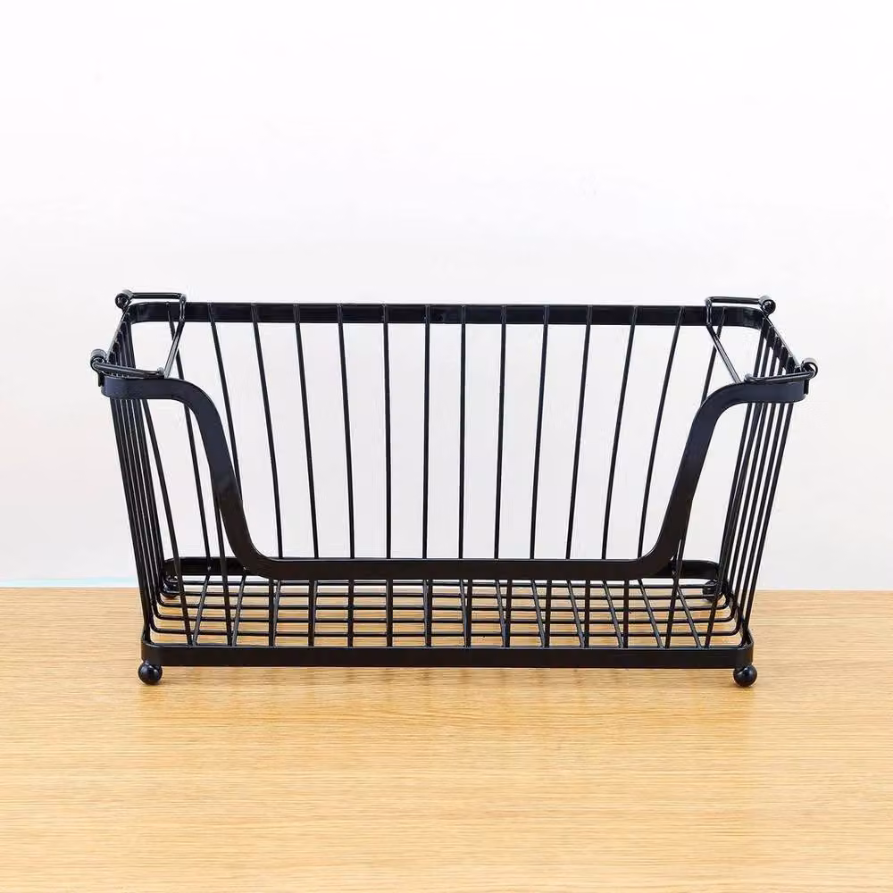PAWNORA Set of 3 Black Stackable Metal Wire Mesh Storage Baskets – 2