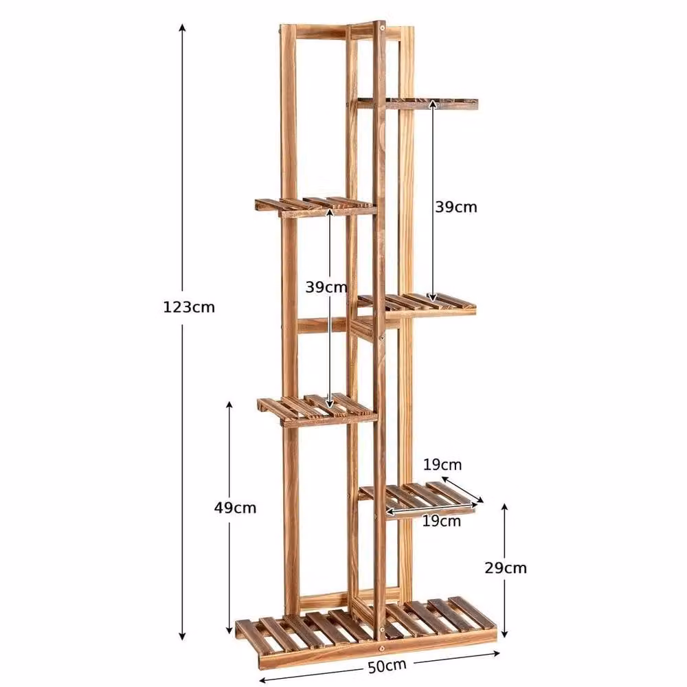 EONLION 6 Tier Brown Wood Flower Stand for 7 Pots – 2