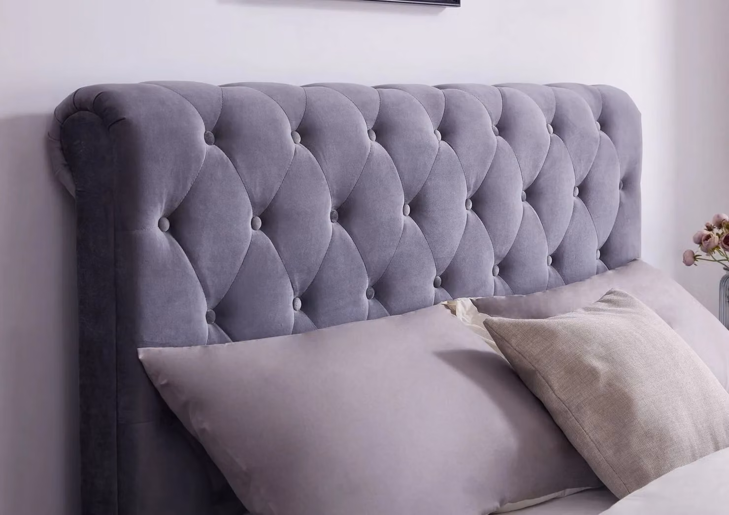 Flintshire Furniture Ltd Whitford Grey Velvet Fabric Ottoman Bed Frame with Lift Up Base, W/D/H: 180 x 200 cm – 4