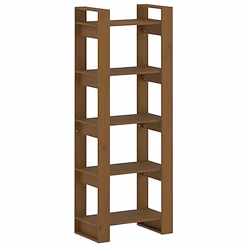 vidaXL Solid Wood Book Cabinet and Room Divider in Honey Brown, W: 60 cm, D: 35 cm, H: 160 cm