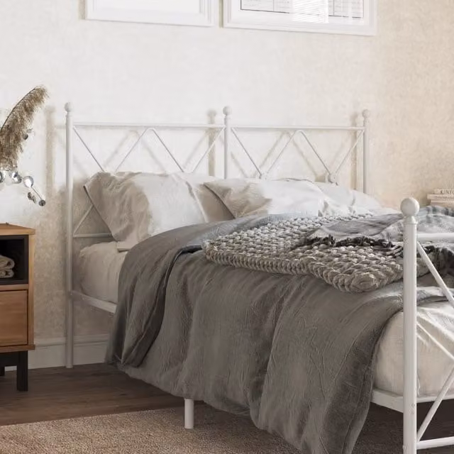 Berkfield Home Classic Metal Headboard in White, Width: 120 cm – 1