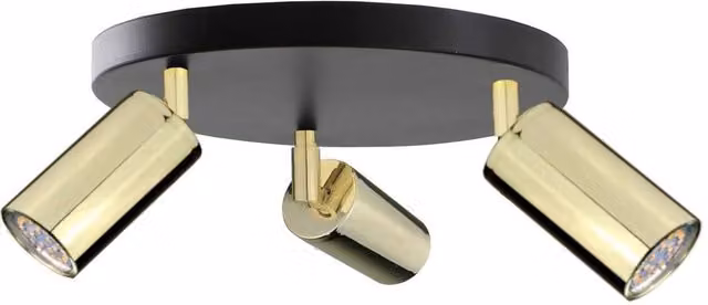 Netlighting Eye Ceiling Spotlight Cluster in Black and Gold, 3x GU10, Diameter: 30 cm