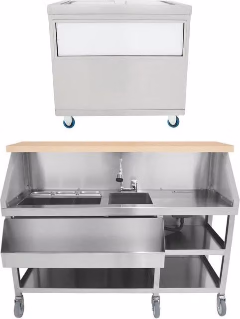 Monstershop Mobile Cocktail Bar Station and Ice Cart in Silver, W/D/H: 80 x 80 x 80 cm