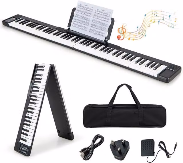 Costway Foldable 88-Key Digital Piano in Black