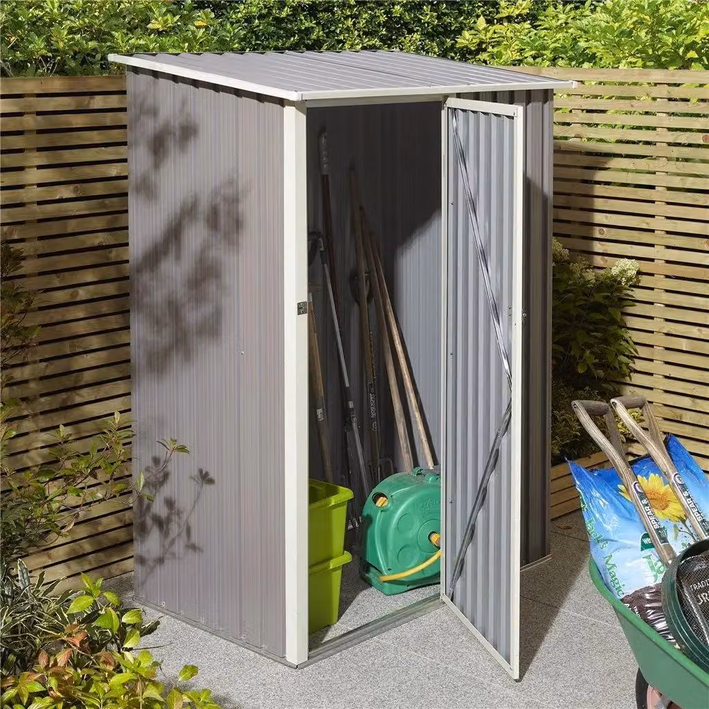 Cheshire Single Door Metal Pent Shed in Light Grey – 3