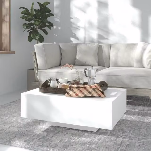 Berkfield Home Modern White Coffee Table in Engineered Wood, W/D/H: 85 x 55 x 31 cm – 1