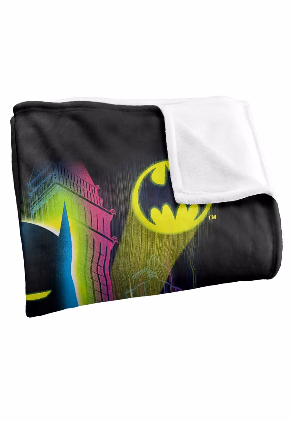 Batman Knight Lights Officially Licensed Silky Touch Super Soft Throw Blanket, White, W: 152 cm, D: 127 cm – 3