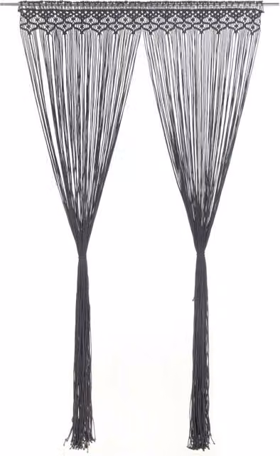 Berkfield Home Macrame Curtain in Anthracite, W: 140 cm, H: 240 cm – 1