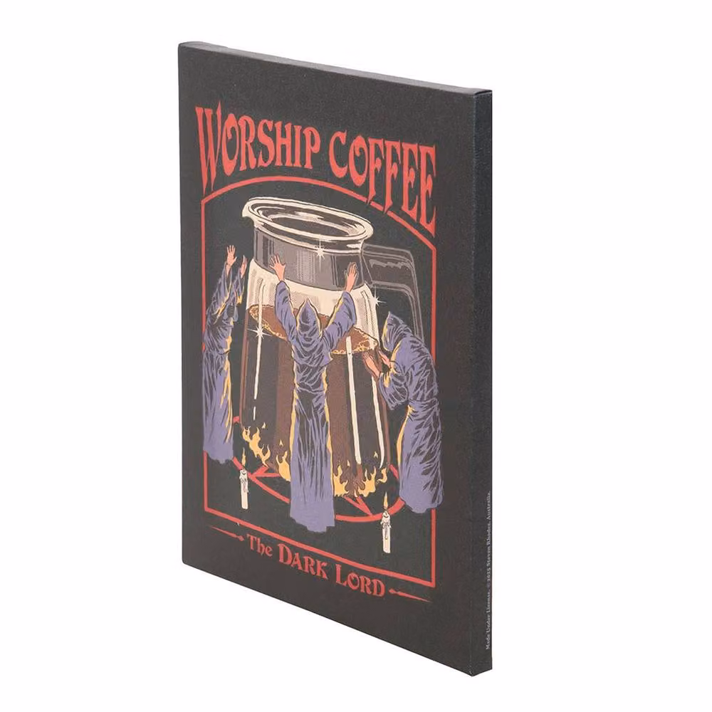 Steven Rhodes Worship Coffee Multicolour Canvas Wall Plaque – 3