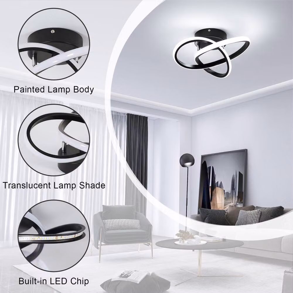Pheashine Modern Black LED Ceiling Light, 30W Cool White, Diameter: 30 cm – 3