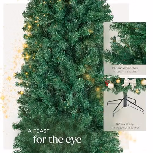 tectake Artificial Christmas Tree in Green with Lifelike Needles and Metal Stand, Height: 210 cm – 3