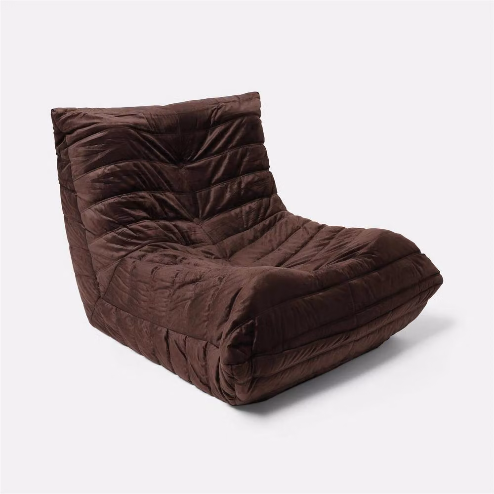 OHS Matte Velvet Bean Bag Chair Lazy Sofa Floor Reading Couch in Dark Brown – 2