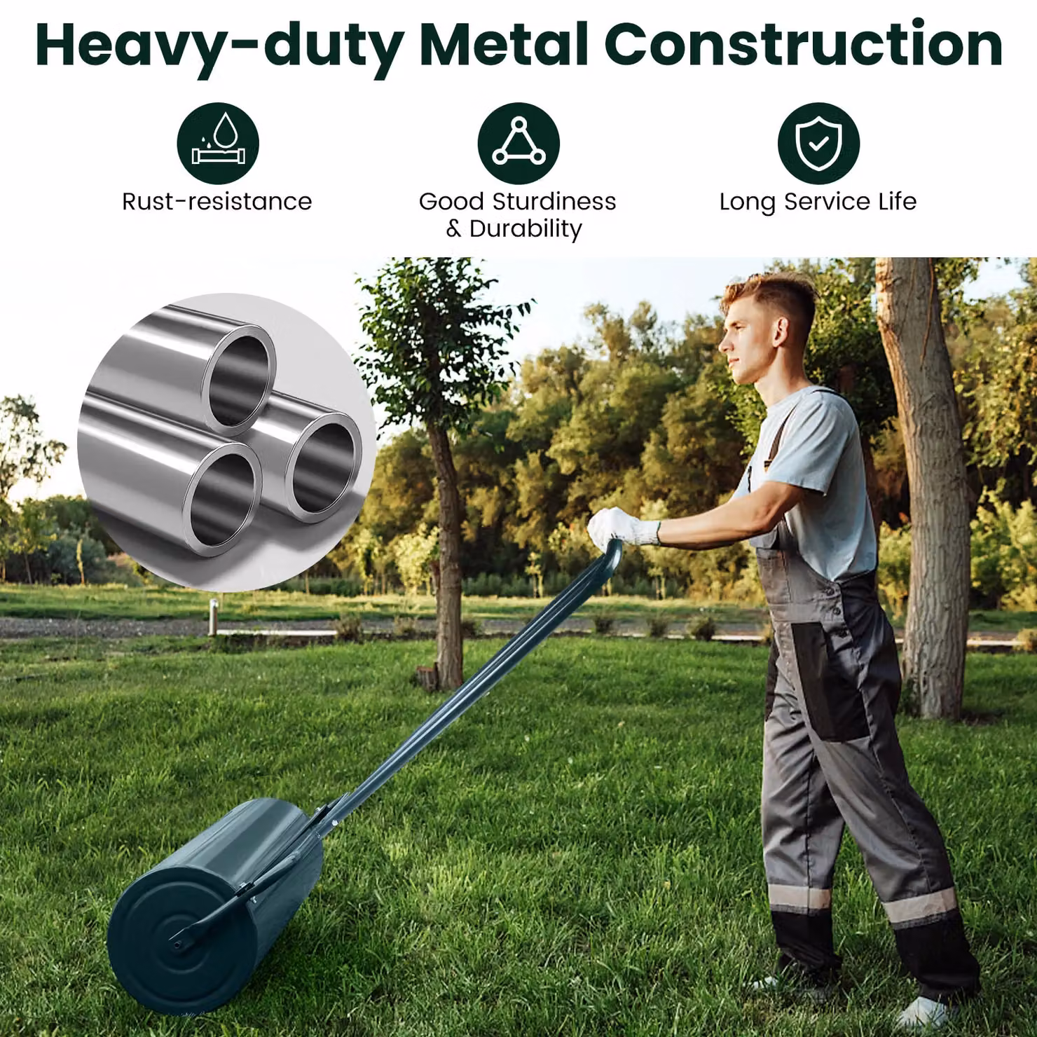 Costway 48 L Heavy-Duty Steel Lawn Roller in Green – 6