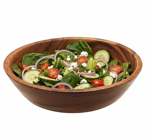 Premier Housewares Brown Acacia Wood Round Tapered Salad Bowl, Diameter: 20 cm – 1