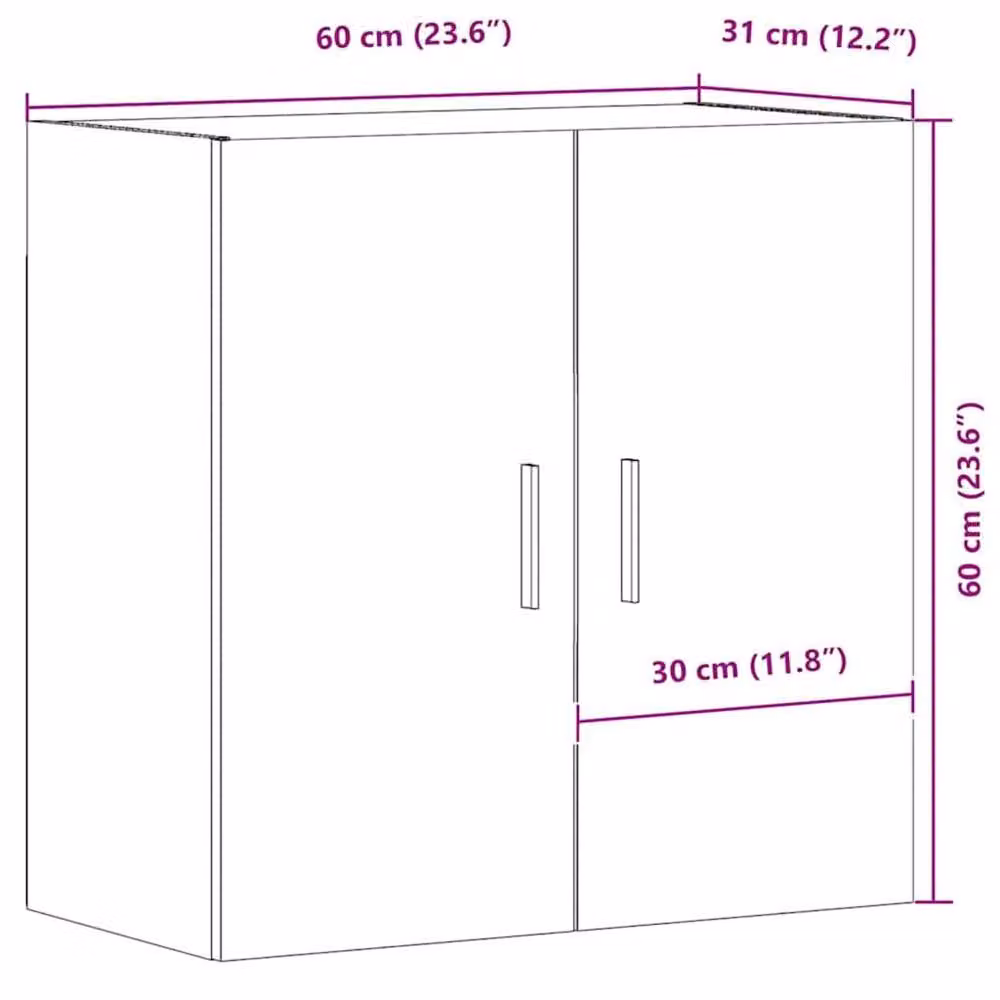 Berkfield Home Artisan Oak Wall Cabinet in Brown, W/D/H: 60 x 31 x 60 cm – 5