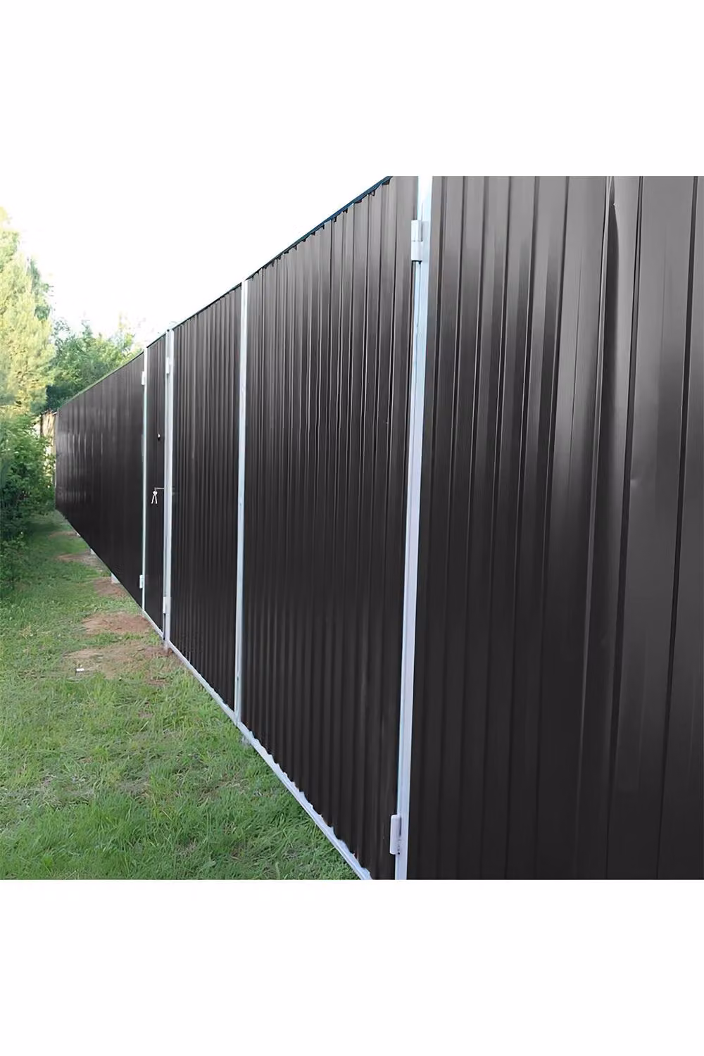 Living and Home Set of 12 Black Powder Coated Steel Corrugated Metal Panels W/D/H: 115 x 45 x 12 cm – 2