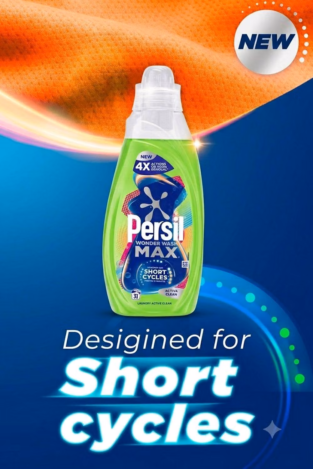 Persil Bio Liquid Laundry Detergent Wonder Wash Active Clean 837ml, 8 Pack – 3