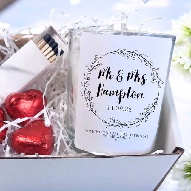 Aye Do Gifts Personalised Wild Flower Wedding Tealight Candle Gift Set in White and Black Glass