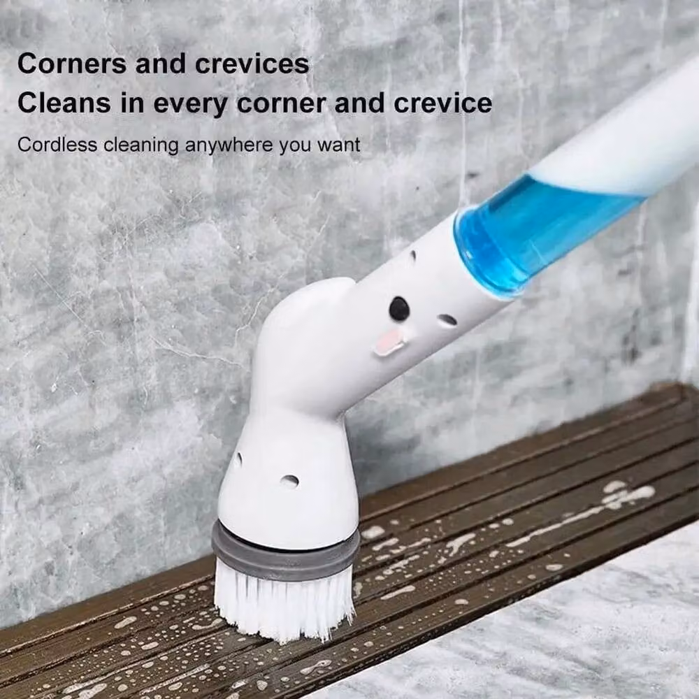 Kelvenix Electric Turbo Scrub Cleaning Brush with 6 Heads in White – 3