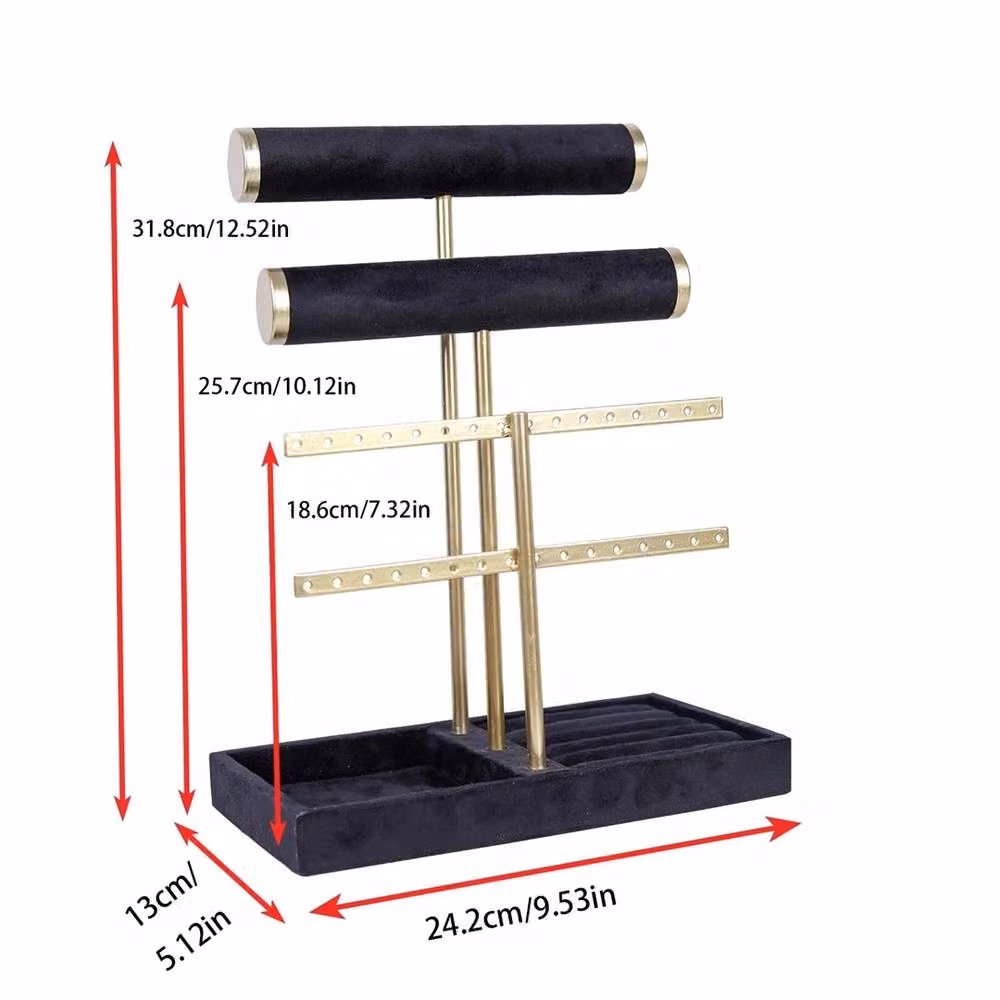 Nordara 3 Tier Jewelry Stand Bracelet Necklace and Earring Organiser in Black and Gold – 2