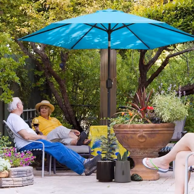 Outsunny Blue Garden Parasol Umbrella with Aluminium Pole, Tilt and Crank Function, Height: 260 cm